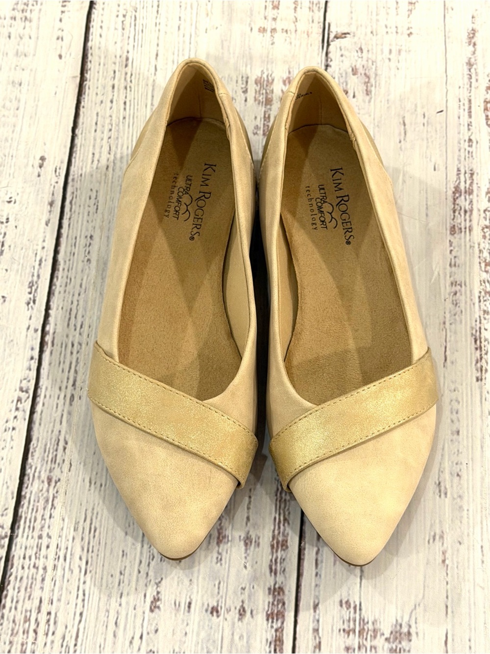 Kim Rogers Betsy Women’s Flats Size 8M Cream Pointed Toe Slip On Shoes